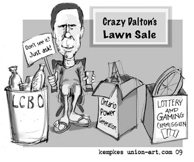 'Crazy Dalton's Lawn Sale' - cartoon by Kempkes.