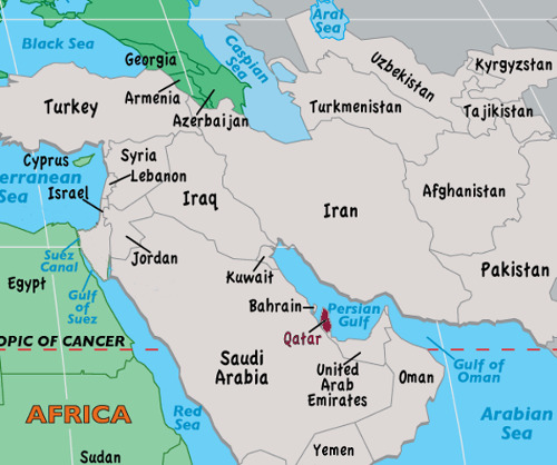 Map of Middle East - Qatar