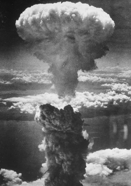 Atomic cloud rising over Nagasaki